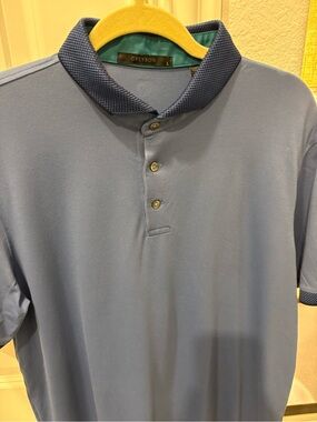 Greyson Men's Slate Blue Polo with Textured Navy Trim